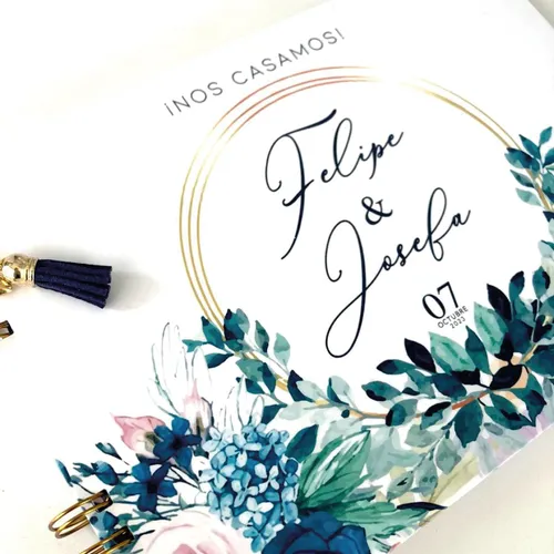 comprar Libro De Firmas Recuerdos Matrimonio Boda Modelo Flores Azul
