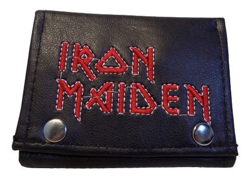 Billetera De Iron Maiden Cuero Bordada Rockería Que Sea Rock