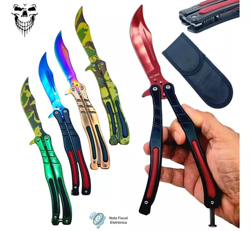 1 Canivete Butterfly Karambit Cs Go Trava De Mola Cores