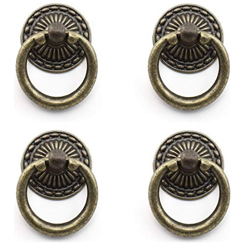 Vintage Bronze Pull Handles,  4-pack Antique Ring Knob ...