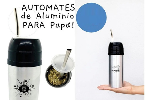 Termo Autocebante Frase Día Del Padre Mate Listo Aluminio
