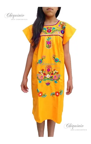Bata Vestido Ni a Artesanal Mexicano Bordado A Mano chanel