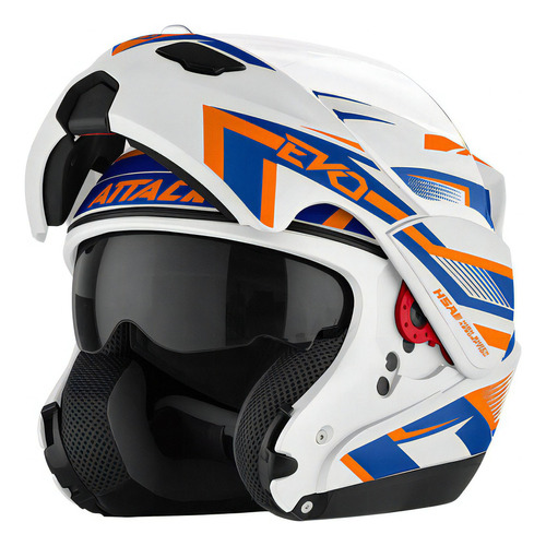 Capacete De Moto Robocop Protork Attack Evo Fosco Cor Branco - Laranja Tamanho Do Capacete 56