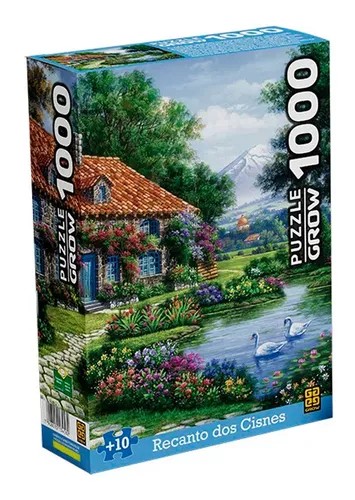 Quebra Cabeça Puzzle 1000 Peças Paisagem Recanto Dos Cisnes - Grow