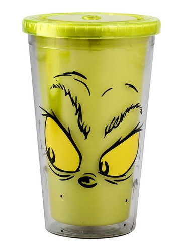 Vaso Acrílico Con Tapa Y Popote The Grinch 473ml Importado
