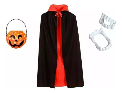 Set Disfraz Vampiro Infantil Halloween Balde Con Luz Y Soni