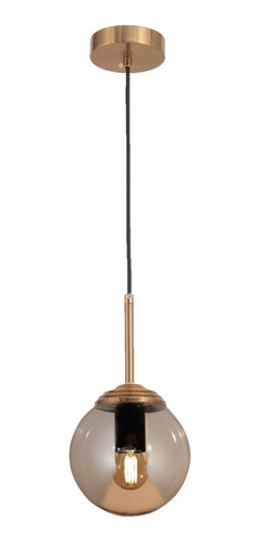 Lampara Colgante Globo Ambar 15 Cms Y Bronce E27 Leuk Adela