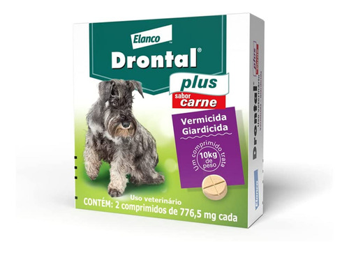 Vermífugo Drontal Plus Carne - Cães10kg - 2 Comp.
