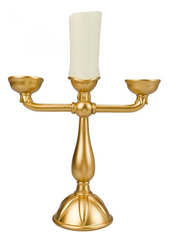 Enfeite Decorativo Lumière Castiçal Bela E A Fera 20cm Cor Dourado