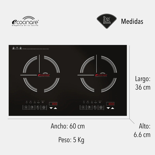 Imagen 6 de 8 de Parrilla eléctrica Ecocinare Cook-02 negra 110V