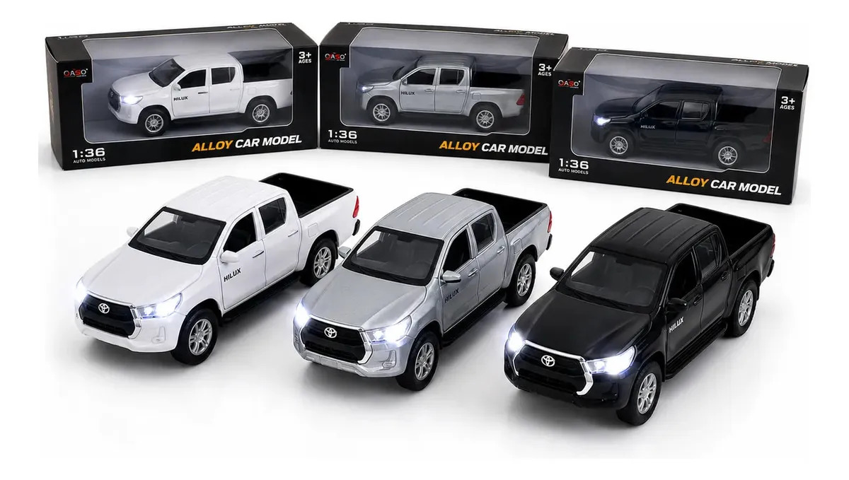 TOYOTA HILUX ミニカー アッシュ Miniatura Caminhonete Toyota Hilux de Metal Cinza para Coleção