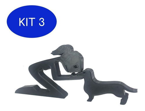 Kit 3 Menina E Salsicha Cachorro Pet Decoração 3d