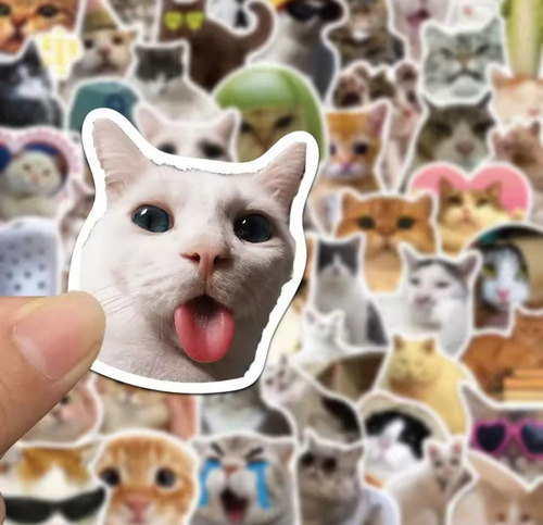Stickers Autoadhesivo Gatos Memes X 50 Gatos