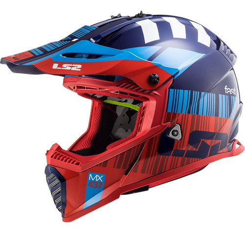 Capacete Ls2 Motocross Cross Mx437 Xcode Vermelho Azul