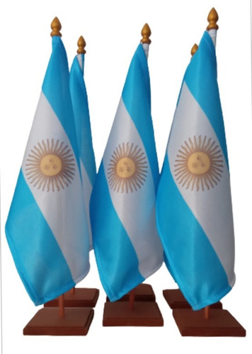 10 Banderas  Argentinas Mastil Escritorio Despachos Oficina
