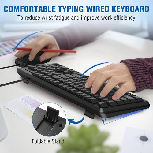 Combo De Teclado Y Mouse Con Cable