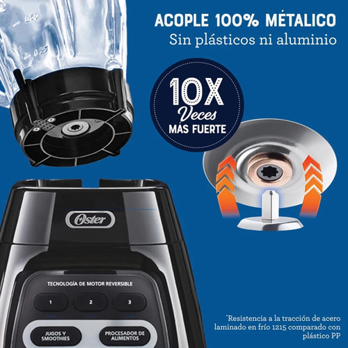 Licuadora Oster Tecnología Reversible Vaso De Vidrio 1.5lt