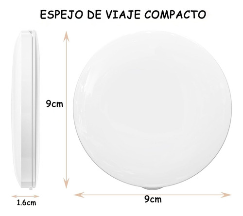 Espejo Pequeño Plegable Portátil Luces Led