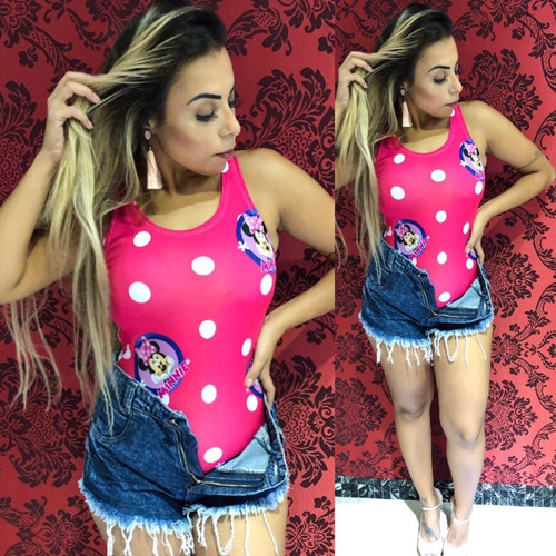 Imagem 1 de 1 de Body Feminino Sem Manga Sem Bojo Da Minie Maiô Verão Promoçã