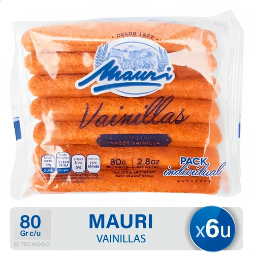 Vainillas Mauri Galletitas Dulces Blandas - Pack X6 Unidades