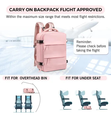 Mochila Valija Viaje Carry On Aprobada Aerolinea Avion Rosa Diseño De La Tela Lisa