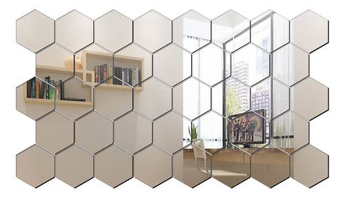 Espejo Hexagonal, 32 Piezas 8 X 7 X 4 Cm 3d Acrílico D...