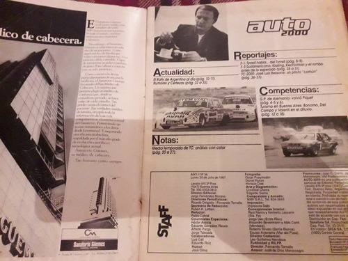 Revista Auto 2000 Piquet Tc Prost Bessone Recalde 1987 N57 (Usado)