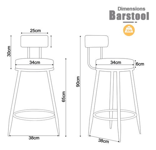 Guyifuny Juego De 2 Taburetes De Bar De Cocina Para Desayuno