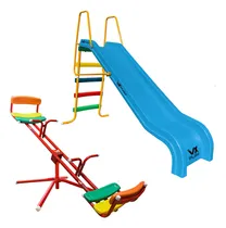 Comprar Combo Sube Y Baja + Tobogan 4 Escalones Pvc Vxplay Color Celeste