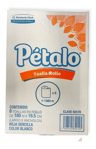 Toallas En Rollo Petalo 6pzs 180 Metros Para Manos