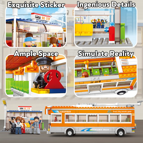 Set De Construcción De Estaciones Y Autobuses Urbanos Con Mi