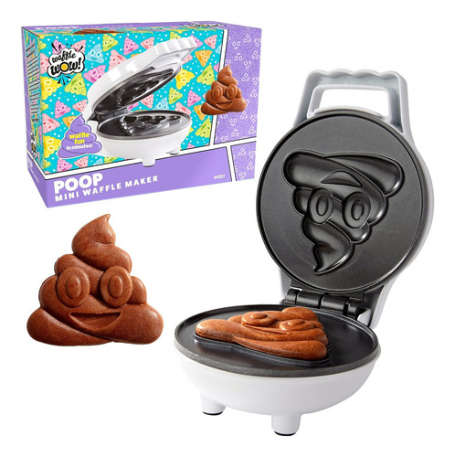 Waffle Wow ® Mini Wafflera Emoji De Popo Desayuno Divertido Color Blanco