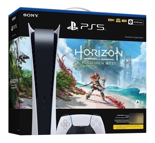 Imagen 2 de 8 de Sony PlayStation 5 Digital 825GB Horizon Forbidden West Bundle color blanco y negro