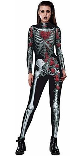 Mujeres Trajes De Halloween Skeleton Imprimir Manga Lar...