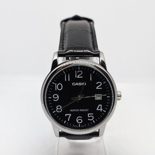 Imagen 2 de 10 de Reloj Cuero Hombre Negro Mtp-v002l-1b