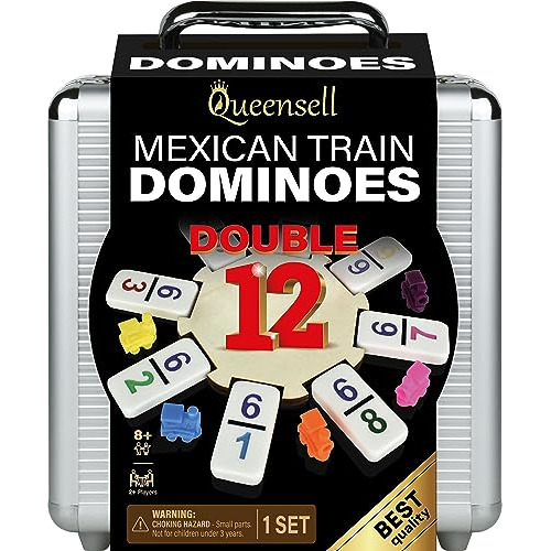 Queensell Juego De Dominó De Tren Mexicano Con Números, Jueg