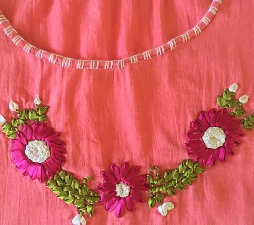 Blusas bordadas con liston sales