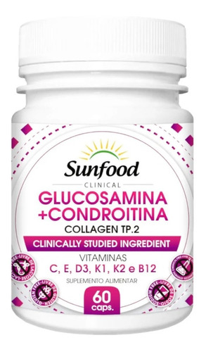 Glucosamina Condroitina 60 Cáps. Sunfood Sabor Neutro Sabor Sem sabor