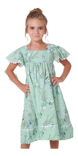 Vestido Infantil 100% Algodão Céu De Algodão Judith 23006