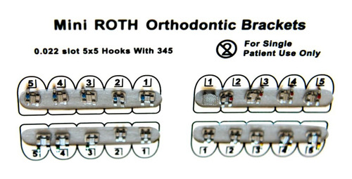Imagen 2 de 2 de Brackets Ortodoncia Roth Mini (10 Casos)0.022 Slot Hook 345