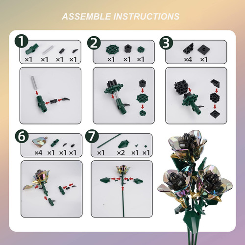 Hczmoptp Juego De Construcción De Ramo De Flores De Rosas, C