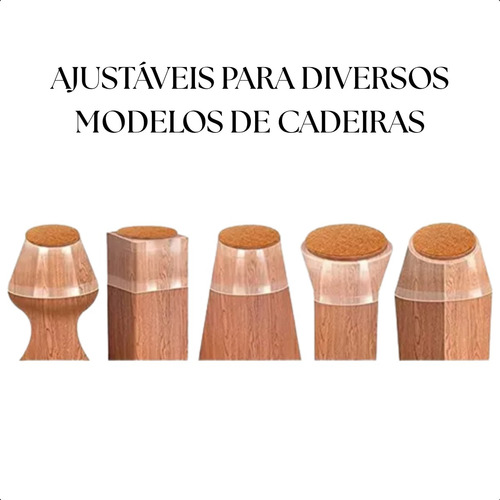 Kit De 4 Protetores Silicone, Pés Cadeira Mesa Com Feltro