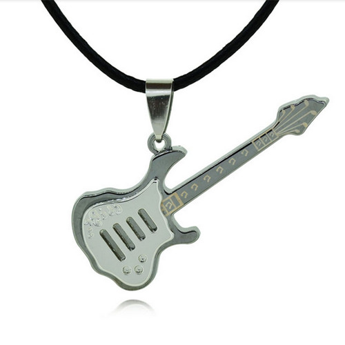 Colar Couro Masculino E Feminina Guitarra Musica