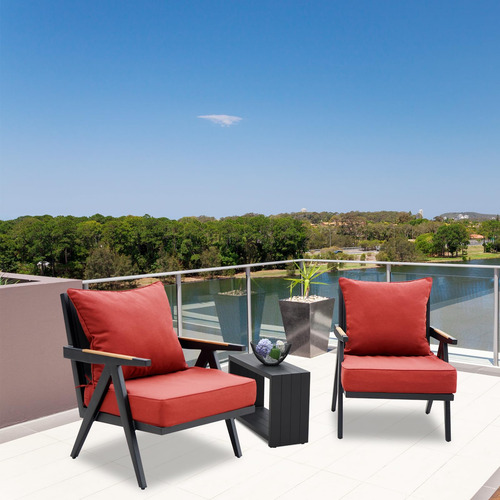Suncula Juego De 2 Cojines De Asiento Profundo Para Rojo Rubí Diseño De La Tela