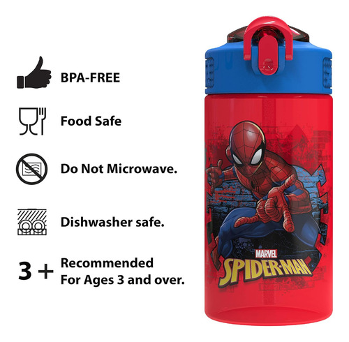 Zak Designs Botella Diseño De Minecraft, Plástico 16 Y 25 Oz Rojo 16 Onza