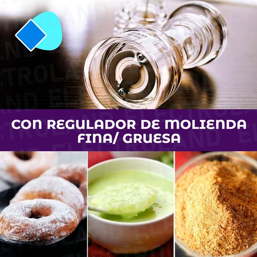 Imagen 6 de 10 de Pimentero Molinillo Sal Pimienta Acrílico Regulable Cocina