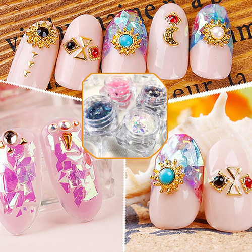 Minejin Nail Art Round Mermaid Glitter Sequins With Broken S