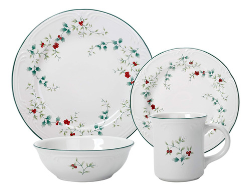 Conjunto De Louças Pfaltzgraff Winterberry Holiday De 16 Pe