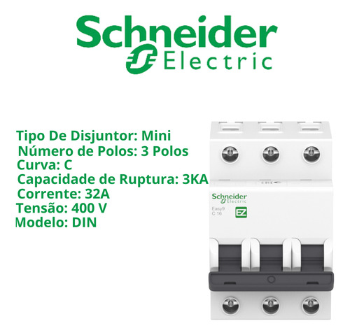 20 Disjuntores Trifásico 32a Curva C 3ka Schneider Din