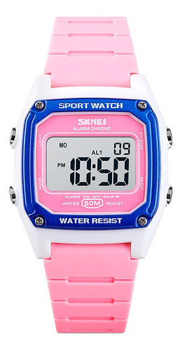 Reloj Niños Niñas Skmei 1614 Digital Alarma Cronometro Color De La Malla Rosa